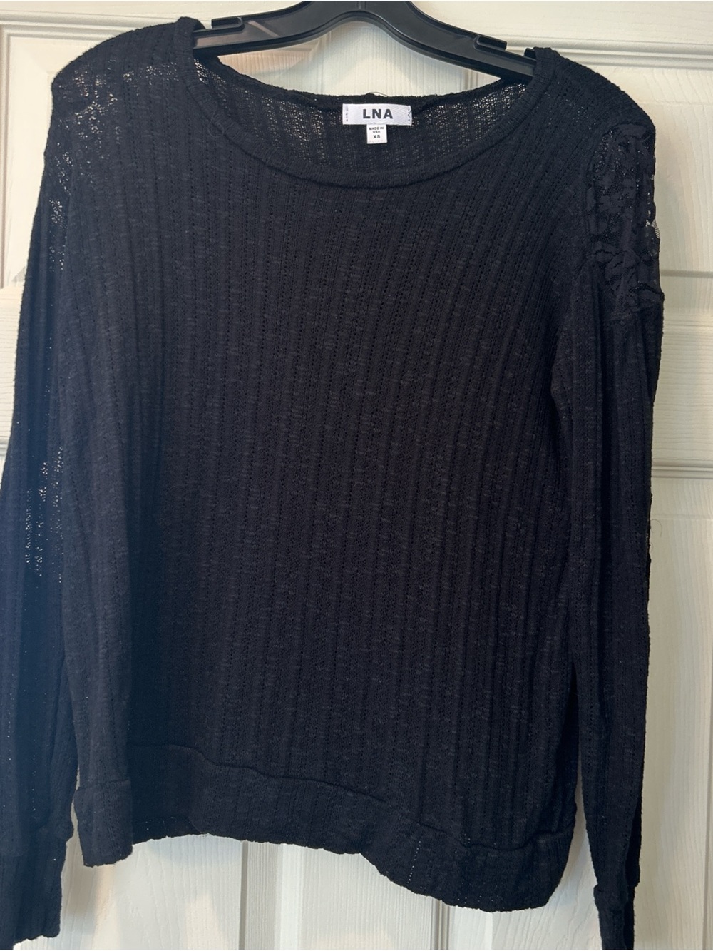 LNA Black Open-Knit Lightweight Sweater